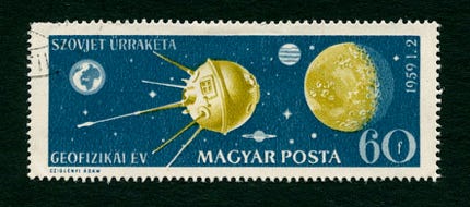 1959 Hungary 60 f stamp Luna 1 