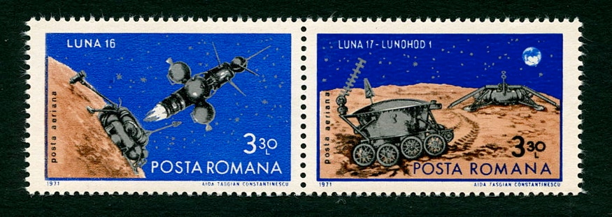 Romania 1971 stamps Luna 16 and Lunokhod 1