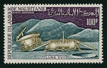 1972 Mauritania 100f stampo Lunokhod 1 
