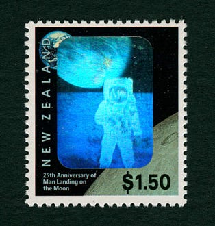 1994 New Zealand $1.50 stamp Apollo 11 anniversary