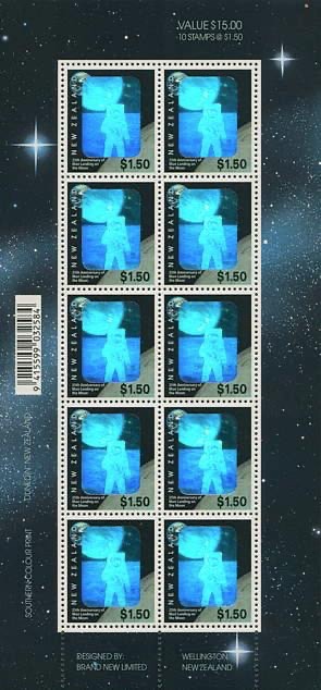 New Zealand 1994 stamp sheet Apollo 11
