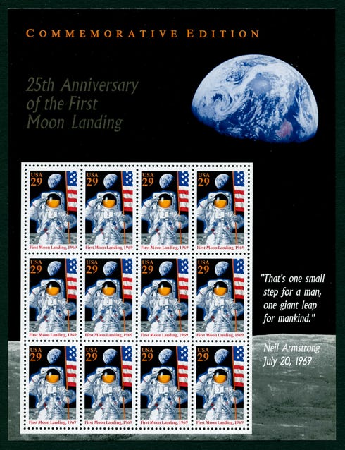 1994 USA Apollo 11 anniversary souvenir stamp sheet