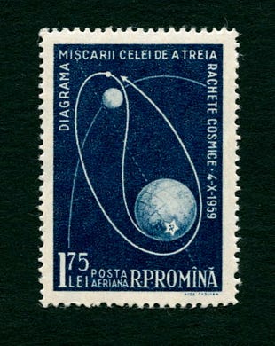 1959 Romania 1.60l stamp Luna 3 