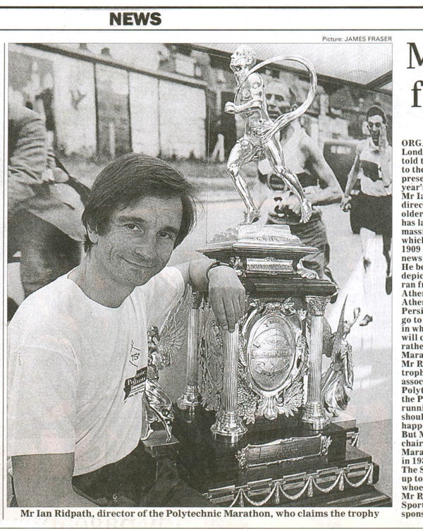Polytechnic Marathon trophy at the Museum of London in 1994