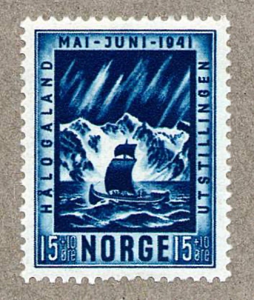 Norway 1941 Boat and aurora  