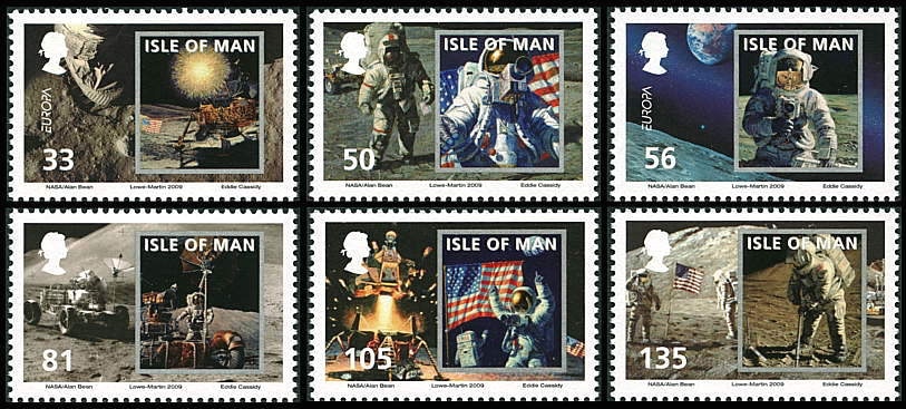Isle of Man stamp sheet Man on the Moon 2009