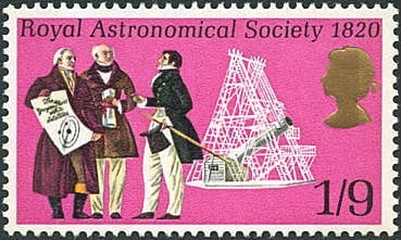 Stamp marking the 150th anniversary of the Royal Astronomical Society