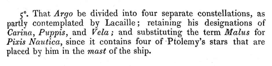 John Herschel's proposal for replacing Pixis Nautica with Malus