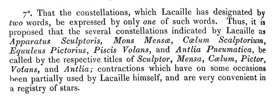 John Herschel's proposal for shortening the names of Lacaille's constellations