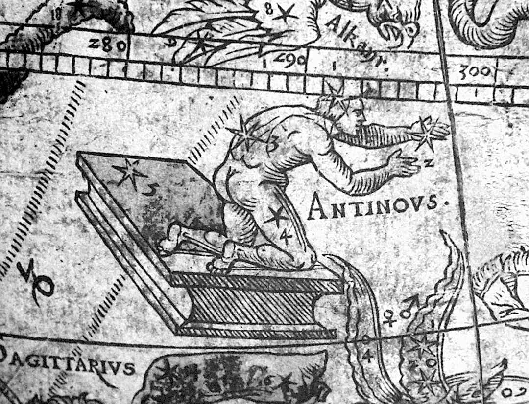 Antinous on Caspar Vopel's globe of 1536