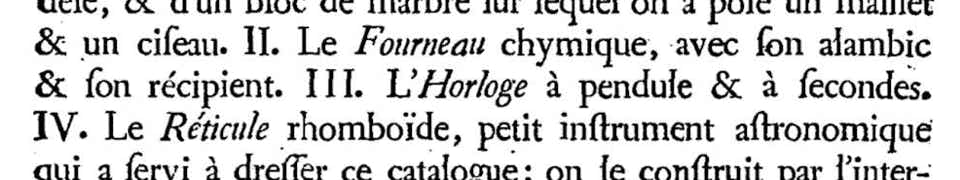 Lacaille's description of Horologium