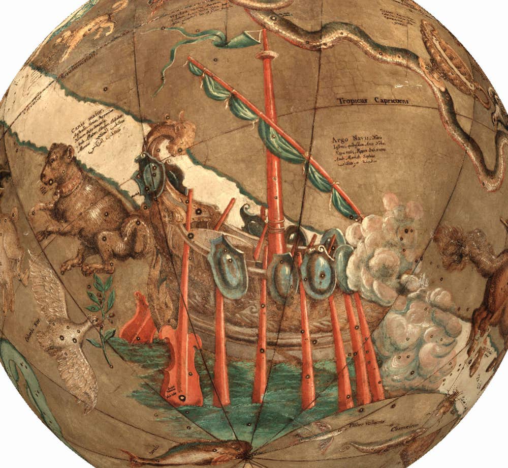 Argo Navis on Blaeu's celestial globe from 1616