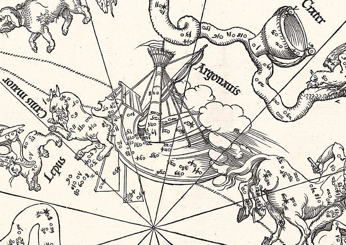 Argo on Albrecht Dürer's southern hemisphere chart of 1515