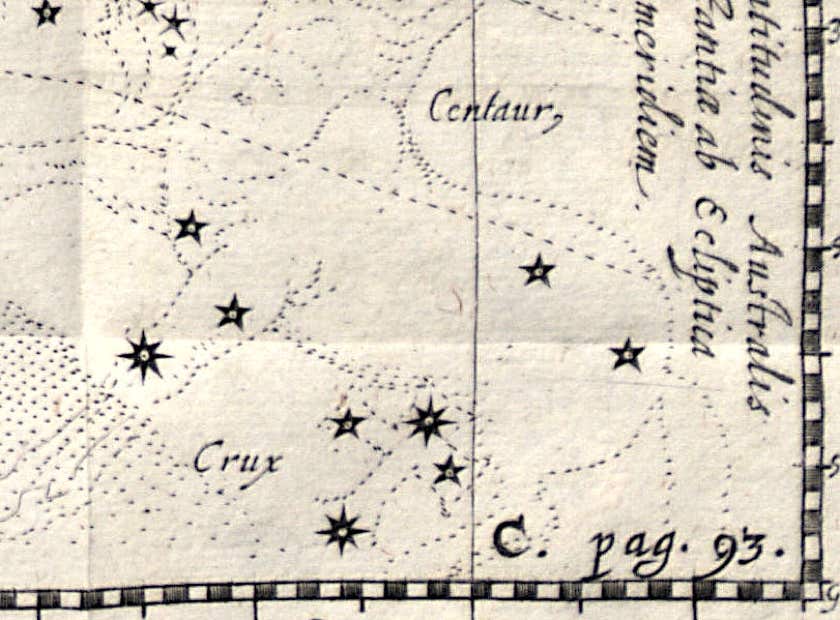 Crux on a chart by Bartsch in 1624.