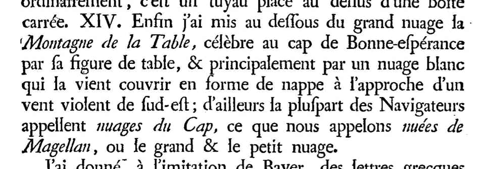 Lacaille's description of Mensa (Montagne de la Table)