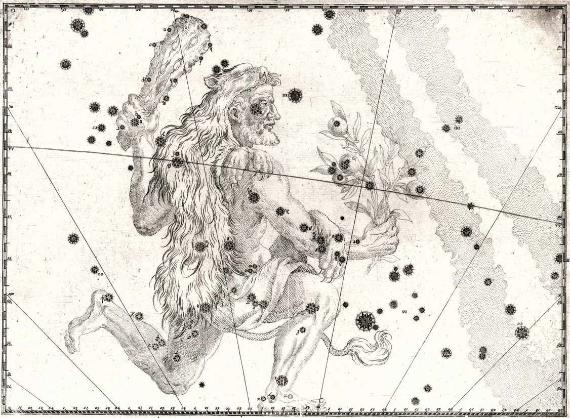 Chart of Hercules from the Uranometria atlas of Johann Bayer