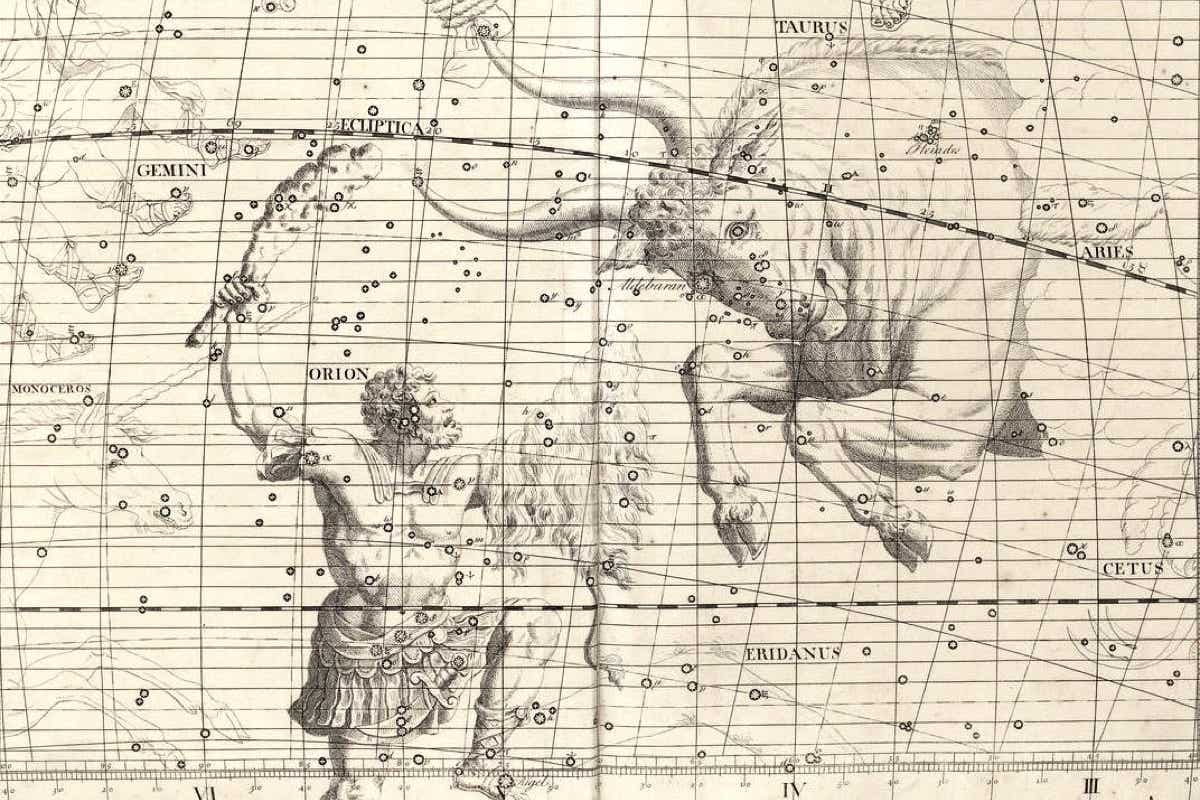 Orion and Taurus from Flamsteed's Atlas Coelestis