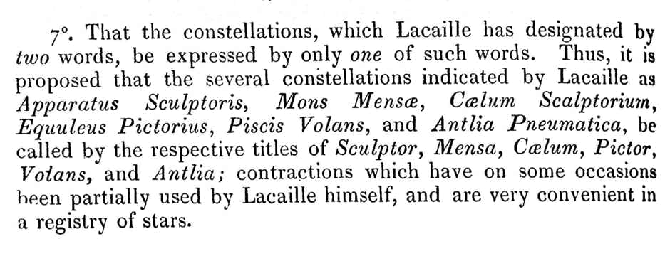 John Herschel's proposal for shortening the names of Lacaille's southern constellations