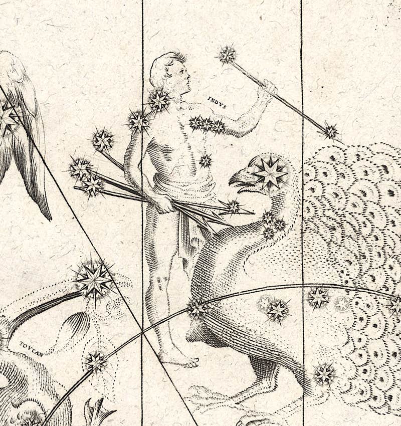Indus seen on Bayer's Uranometria atlas of 1603