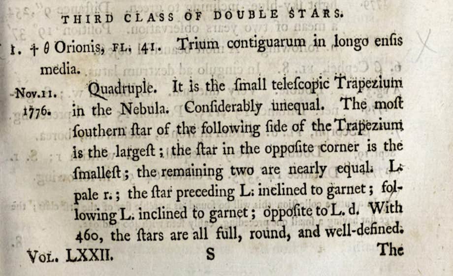 William Herschel's description of the Trapezium