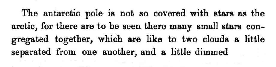 Antonio Pigafetta's description of the Magellanic Clouds