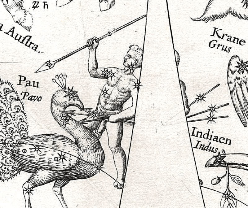 Indus seen on Plancius's celestial globe of 1598