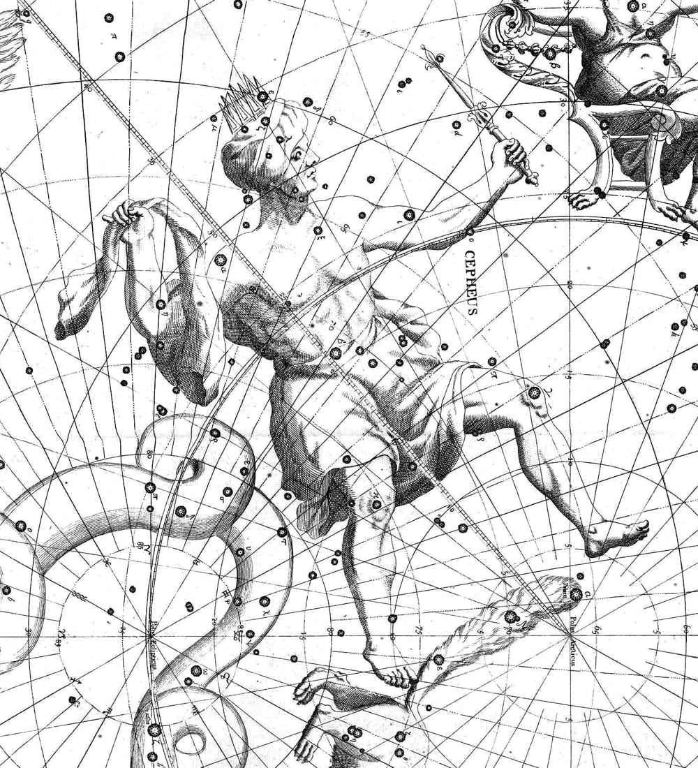 Cepheus on Flamsteed's Atlas Coelestis